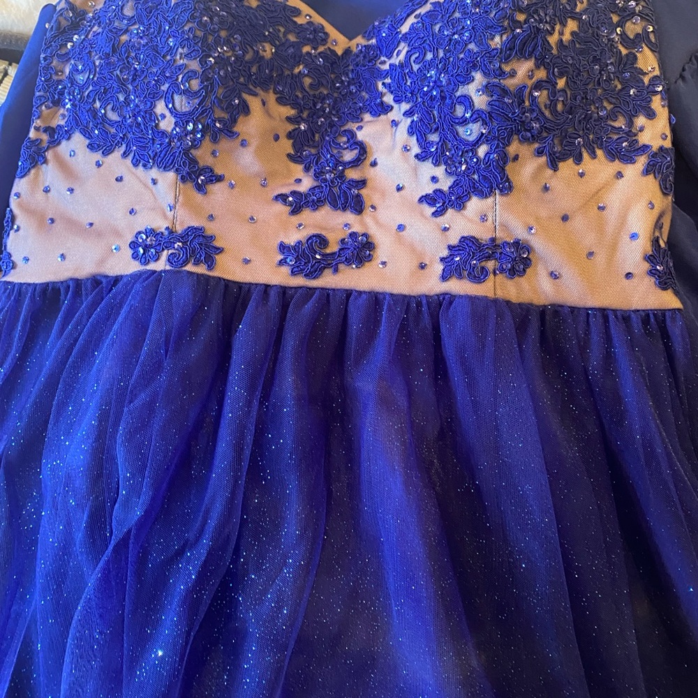 Strapless cocktail dress. Royal blue size 16 runs small